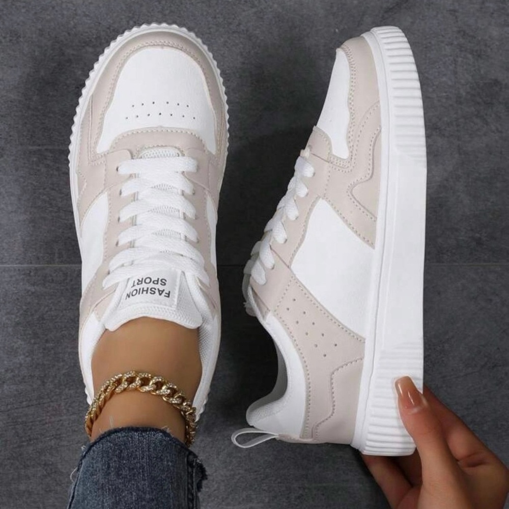 Women's White and Cream Sneakers